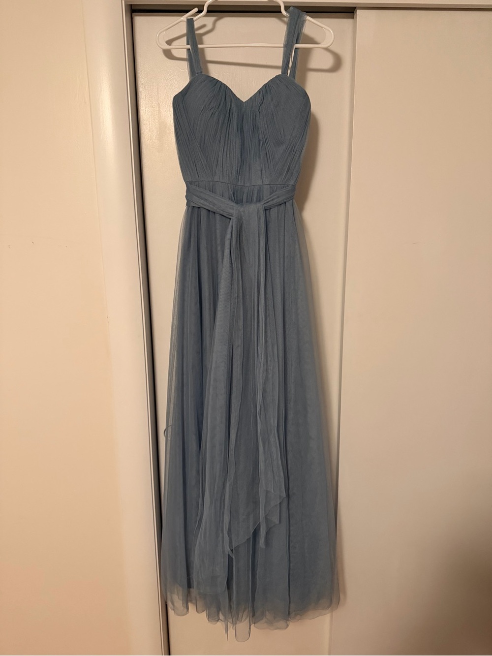 Revelry Dusty Blue Tulle Maxi with Sweetheart Neckline